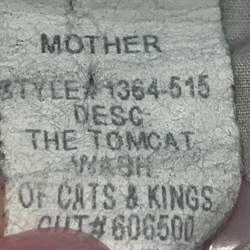 MOTHER SUPERIOR THE TOM CAT CHEW BLACK JEANS in OF CATS and KINGS WASH W24 L24